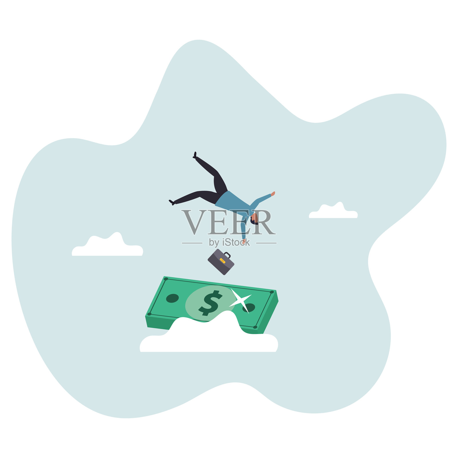 保险、储备金或因商业失败、错误或事故而设立的应急基金,商业概念,扁平化角色。插画图片素材