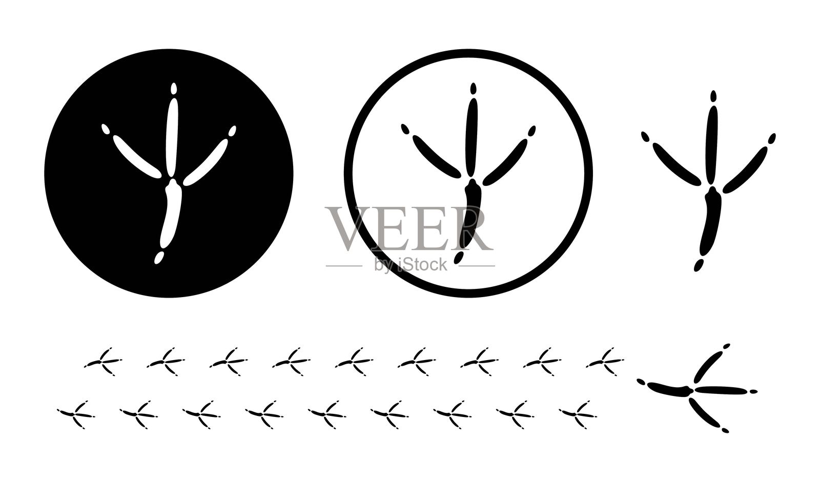 爪印轮廓。白色背景上的孤立爪印插画图片素材