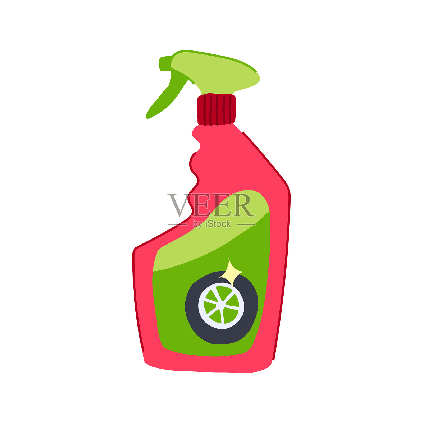 酸性轮胎清洁剂卡通矢量插图插画图片素材