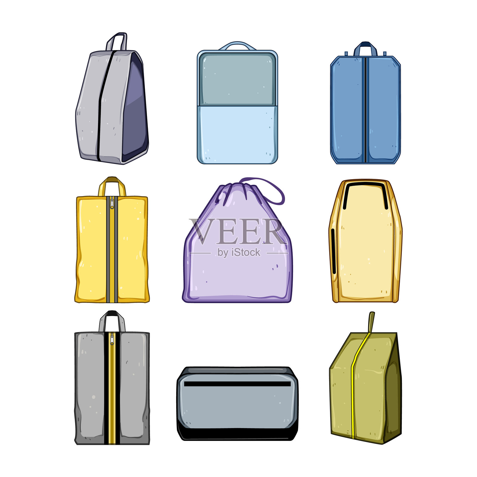 鞋袋套装卡通矢量插图插画图片素材