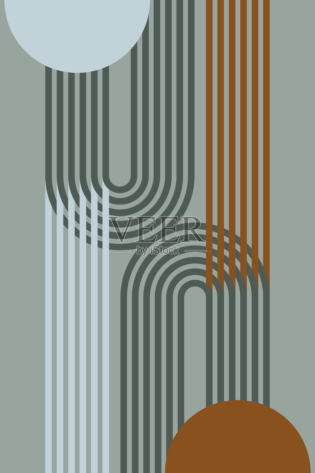 可打印的几何线条彩虹墙面艺术背景插画图片素材