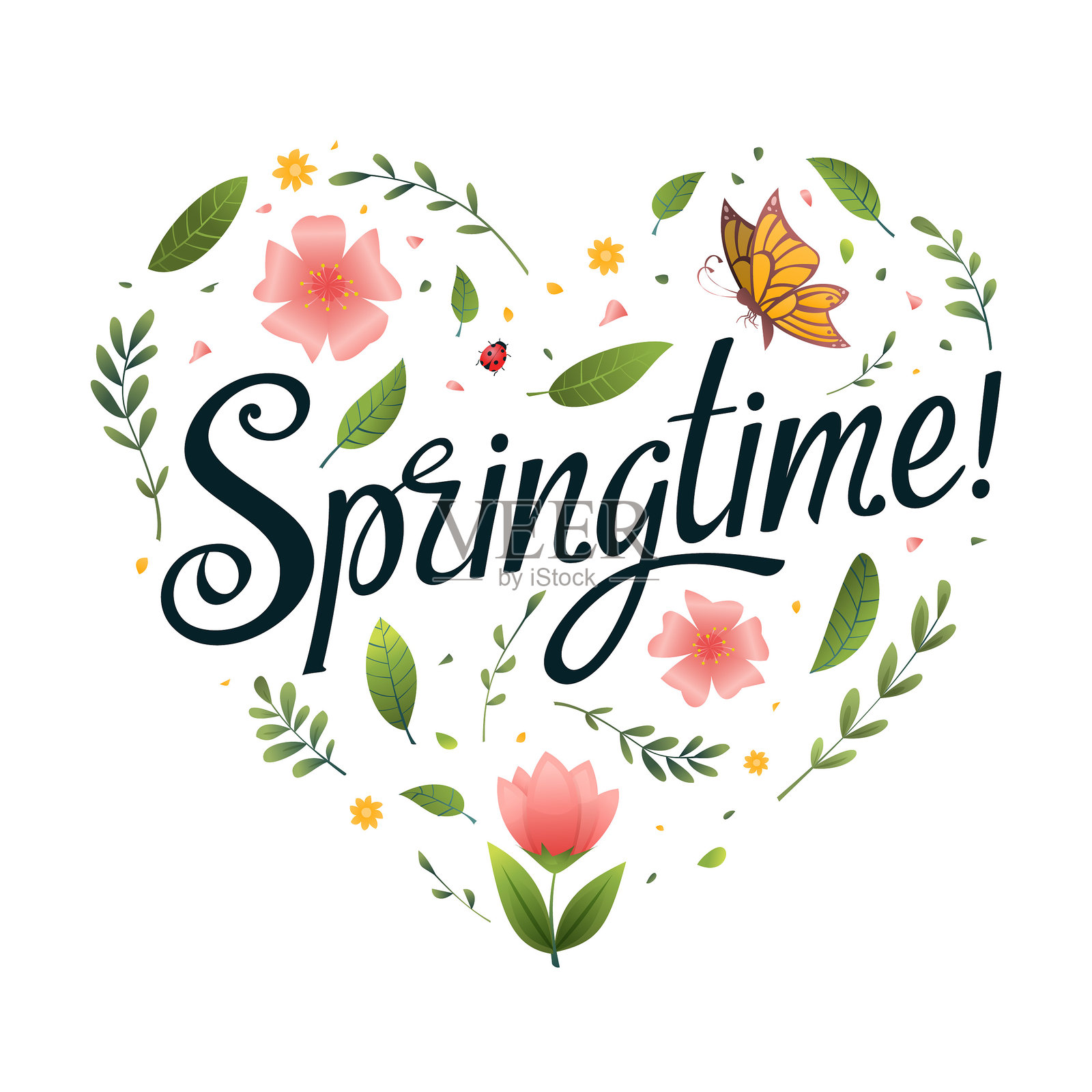 春季花卉字母插图插画图片素材