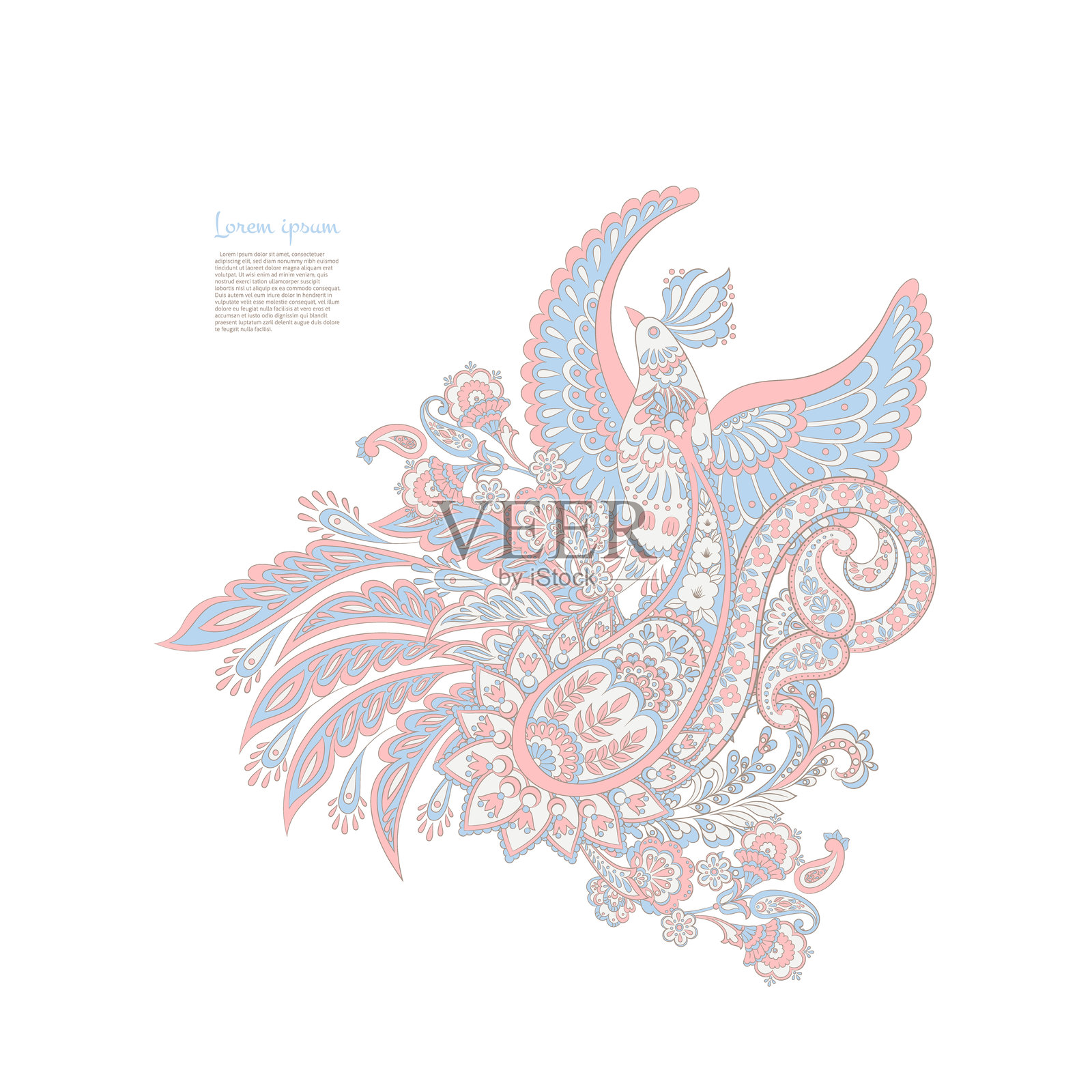 孤立的佩斯利图案。用于设计的孤立佩斯利卡片。花卉矢量图案。刺绣花卉矢量图案。插画图片素材