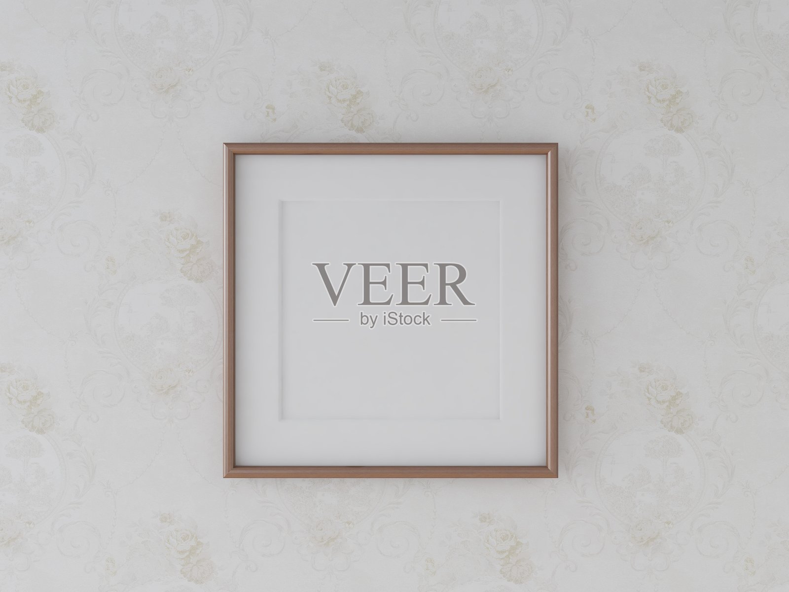 白墙上的方形木框样品照片摄影图片