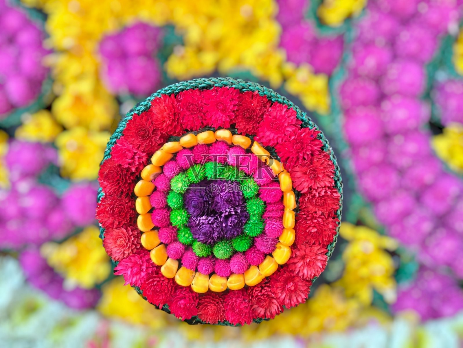 五彩缤纷的花朵圆圈照片摄影图片