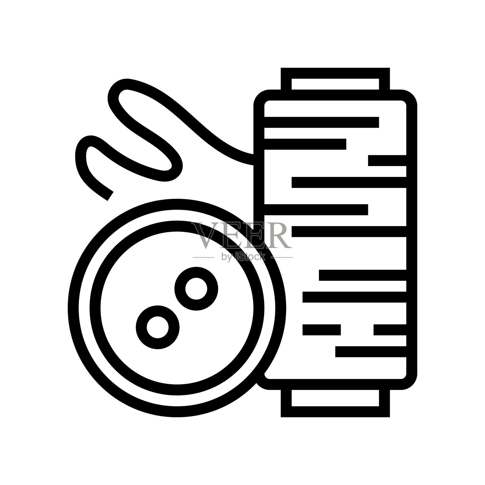 按钮和线头节俭驱动的时尚线条图标插图插画图片素材