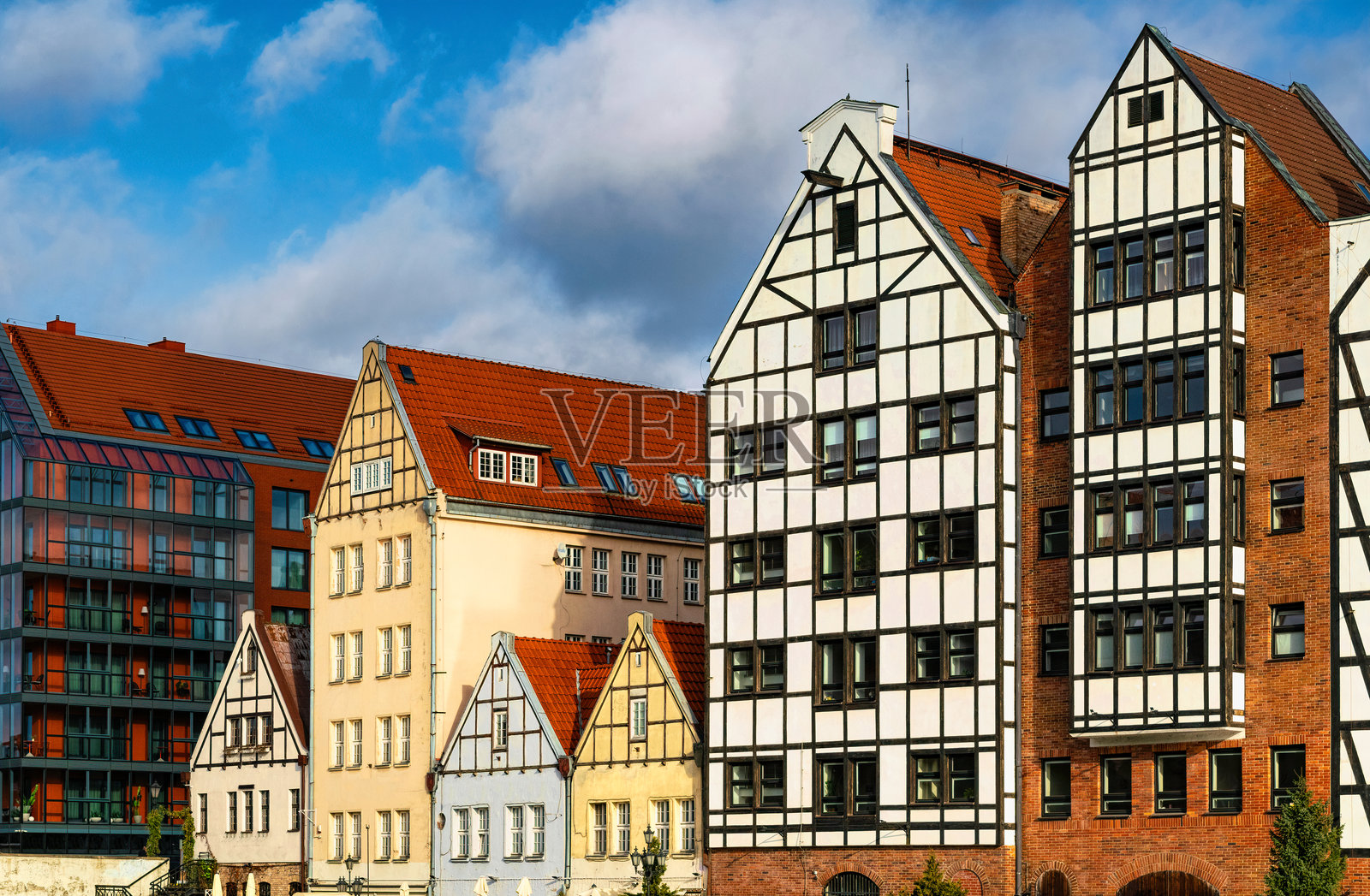 格但斯克老城的古老粮仓建筑照片摄影图片