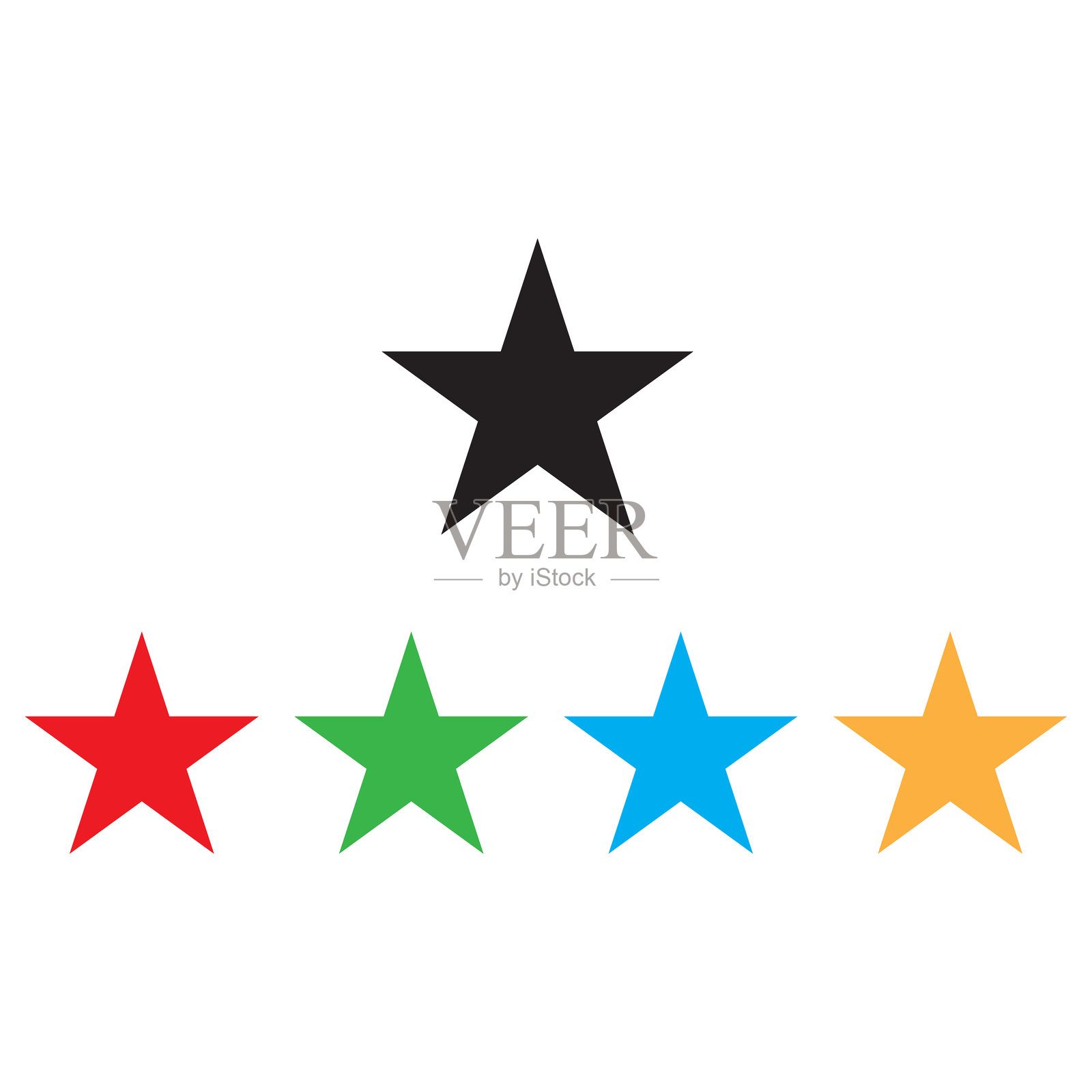 五颜六色的星星图标集,背景为白色。星星图标。矢量插图。插画图片素材