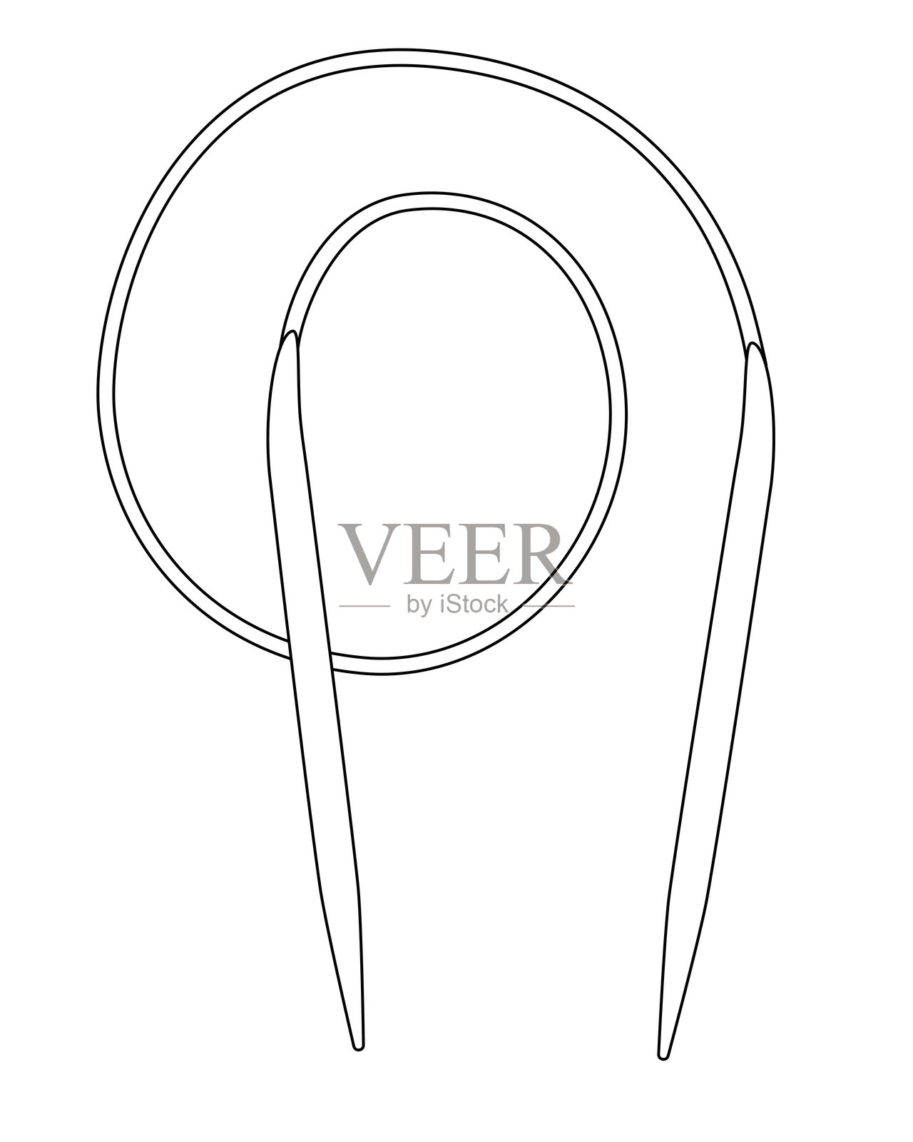 圆形针。线圈针是一种特殊的双头针。插画图片素材