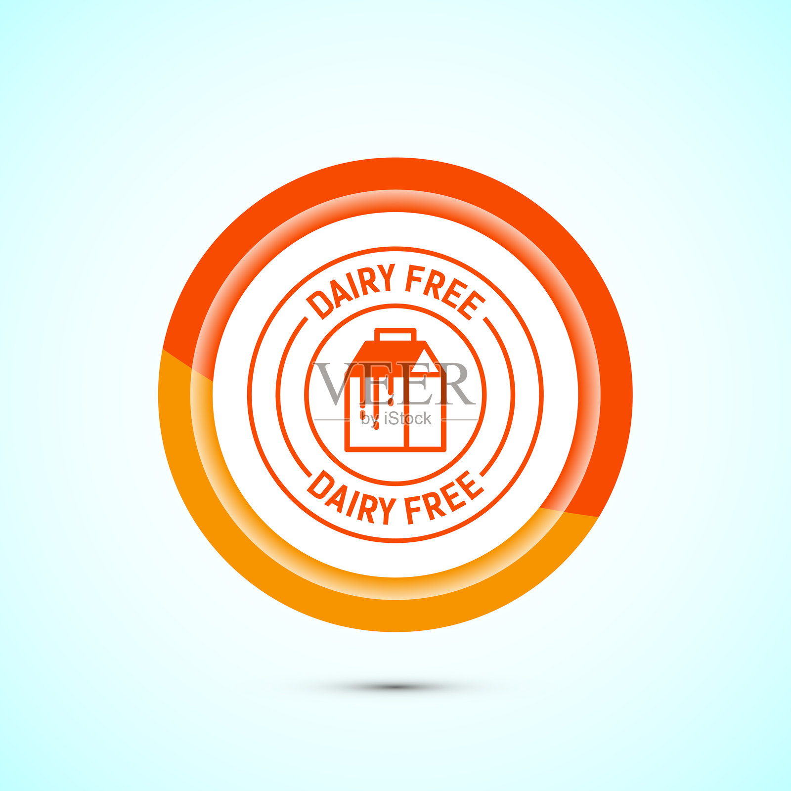 无乳制品图标设计插图,无乳制品徽章标签,健康食品概念,橙色按钮设计插画图片素材