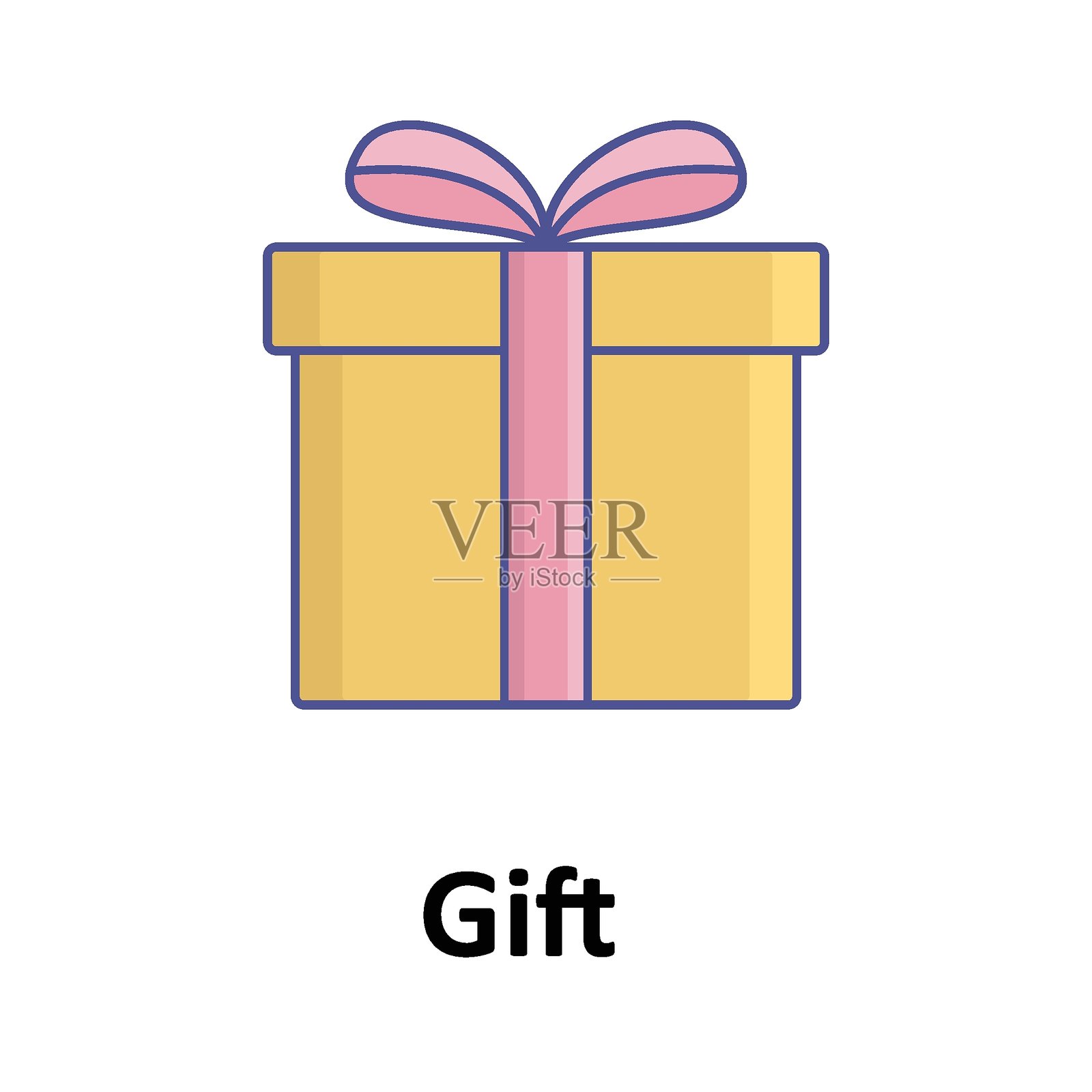 可轻松修改或编辑的礼物扁平矢量图标插画图片素材