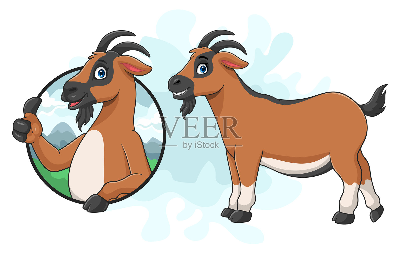 卡通山羊竖起大拇指插画图片素材