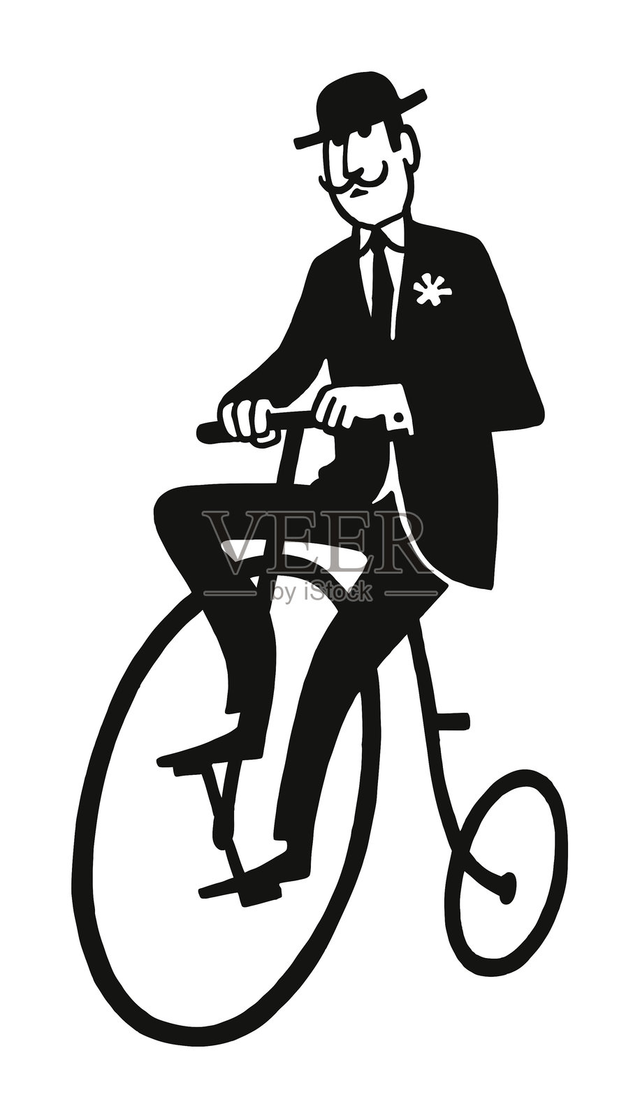 骑着老式自行车的男人插画图片素材