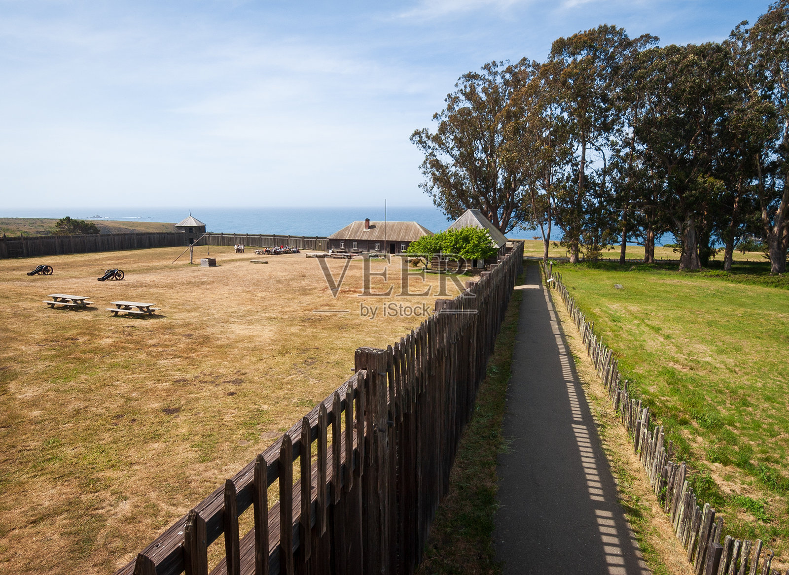 护栏保护,福特罗斯州立历史公园照片摄影图片