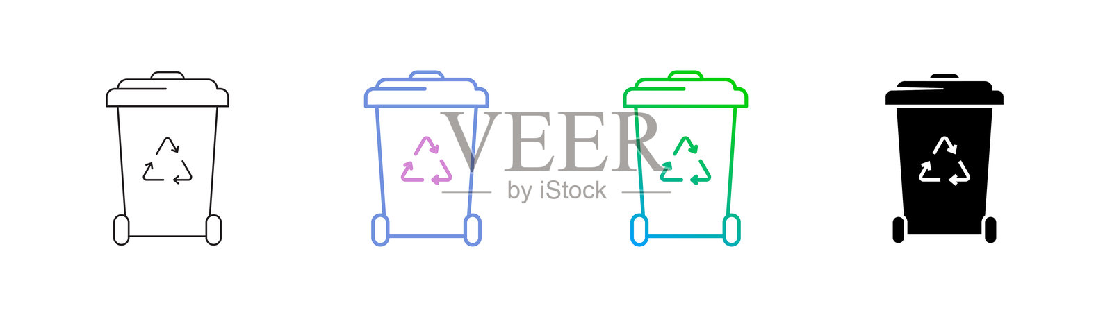 废物管理图标有四种风格:可编辑的线条、双色线条、渐变线条和实心线条。适用于网页设计、移动应用、用户界面、用户体验和图形用户界面设计。插画图片素材