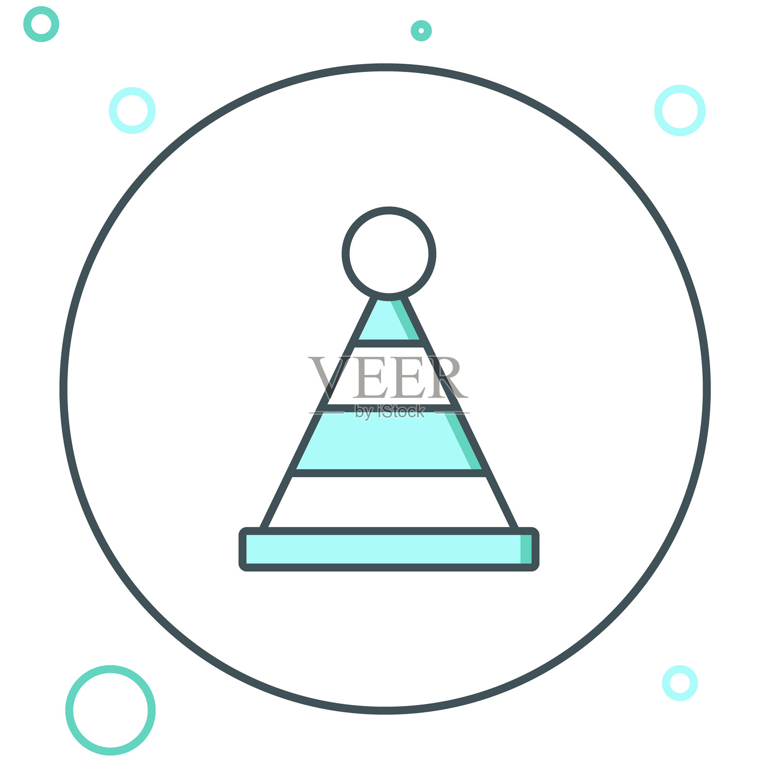 派对帽图标,背景为白色。生日帽。彩色轮廓概念。矢量图。插画图片素材