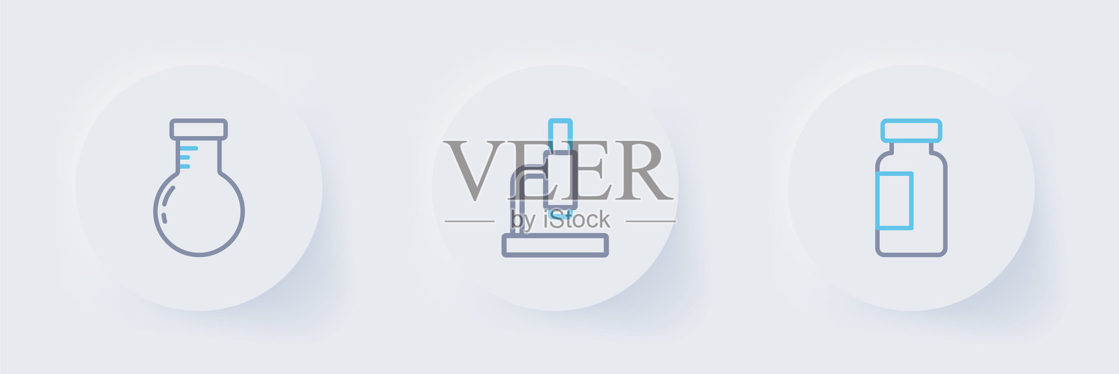 试管和烧瓶,显微镜和图标。矢量图插画图片素材