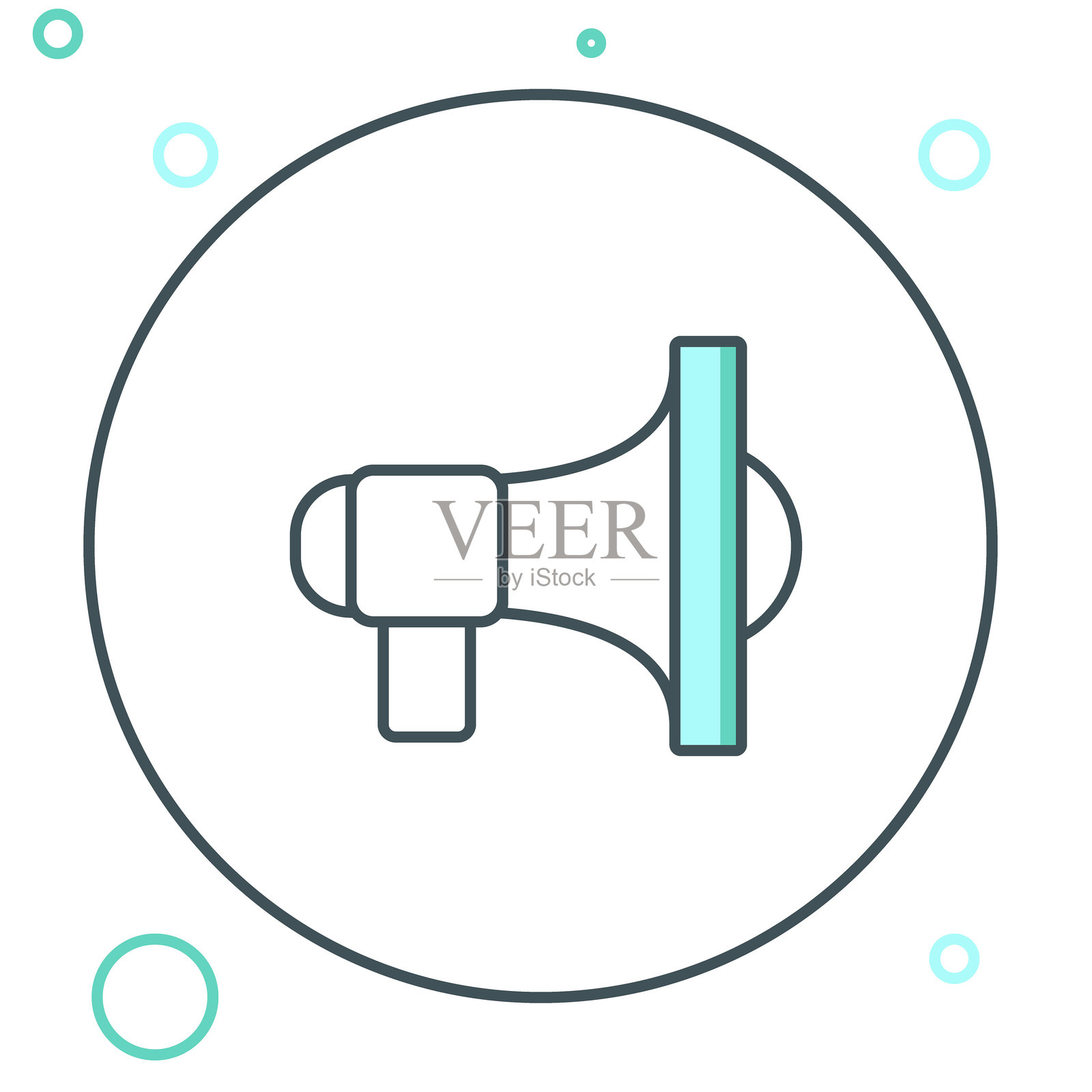 线条麦克风图标,背景为白色。扬声器标志。彩色轮廓概念。矢量图。插画图片素材