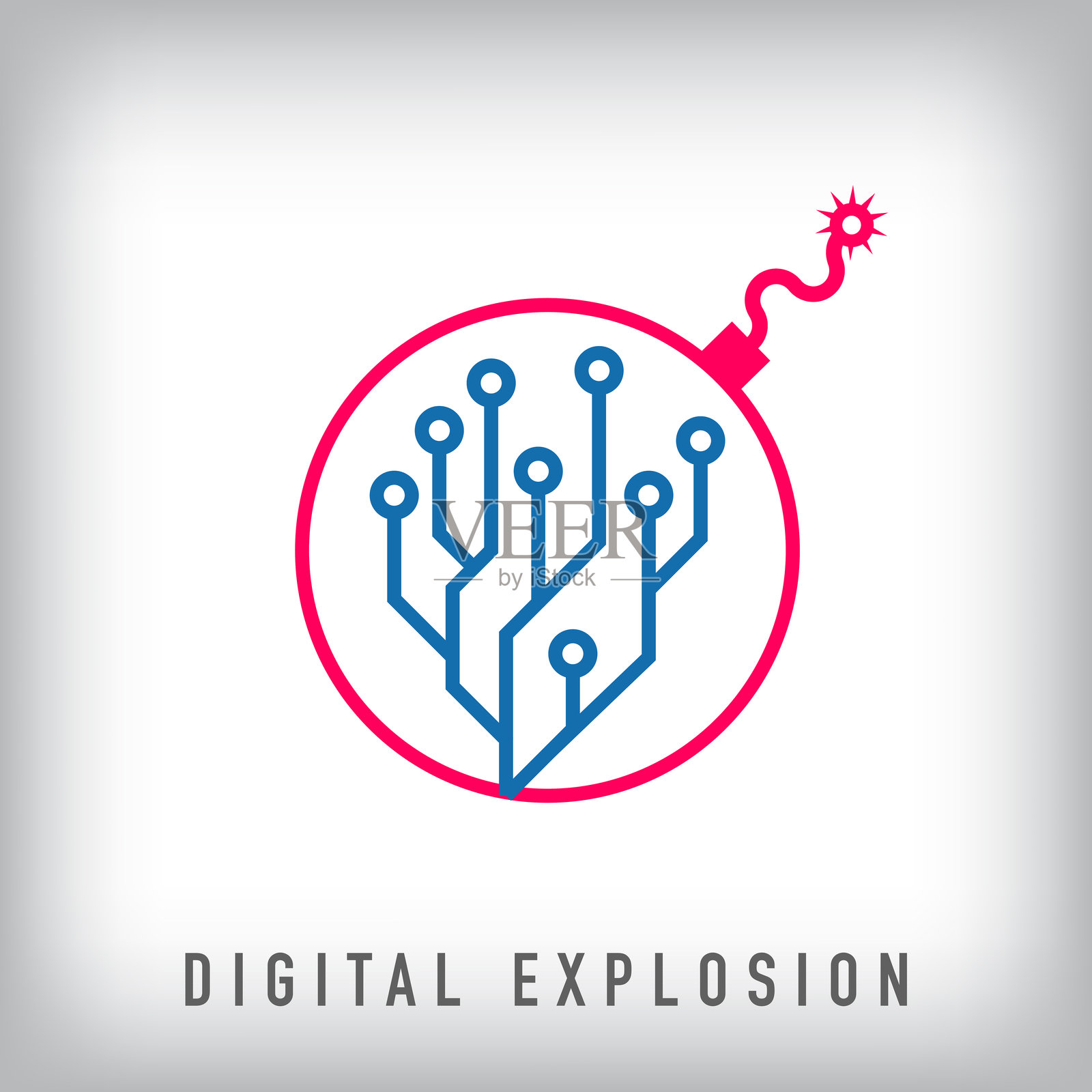 不同的数字爆炸设计。插画图片素材