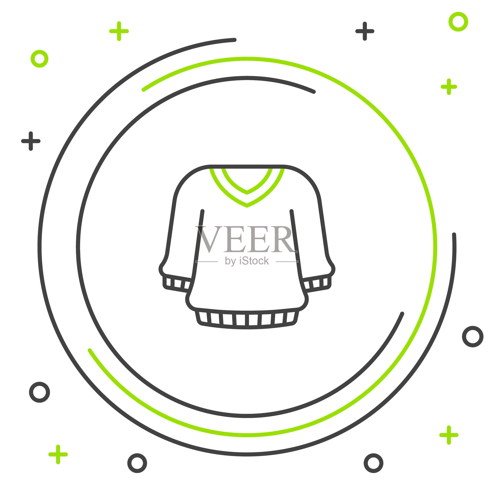 线条毛衣图标,独立于白色背景。套头衫图标。运动衫标志。彩色轮廓概念。矢量图。插画图片素材