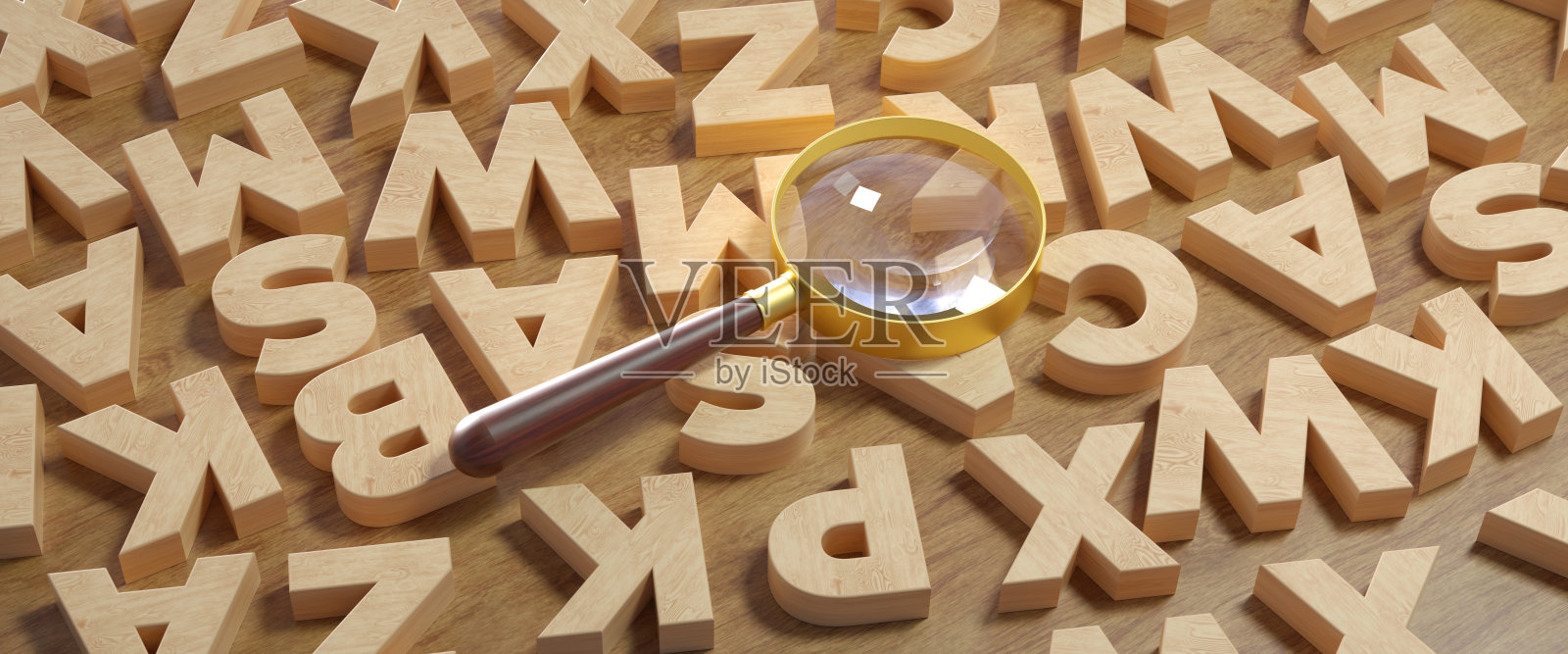 放大镜字母插图:研究与学习照片摄影图片