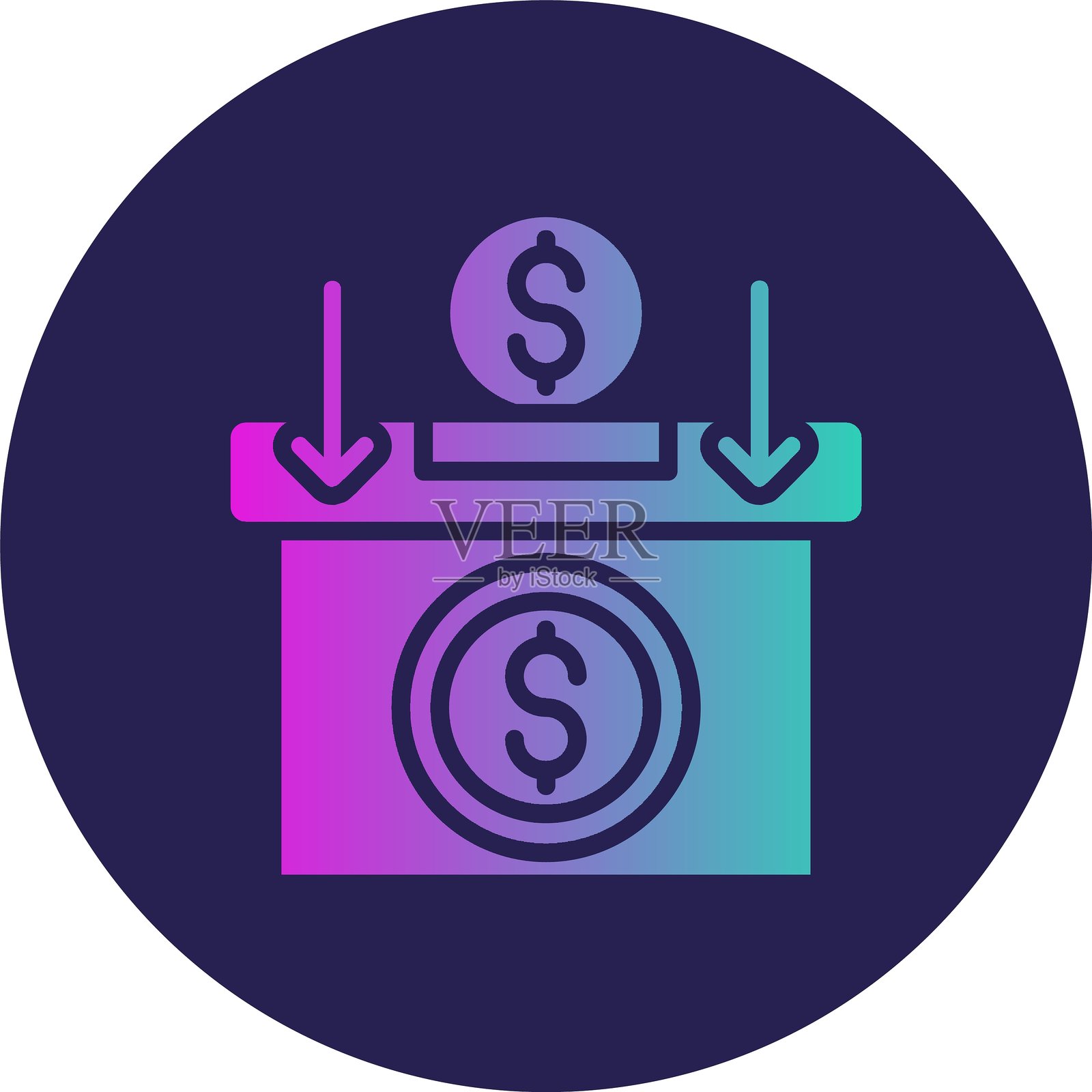 插入硬币图标圆形渐变插画图片素材