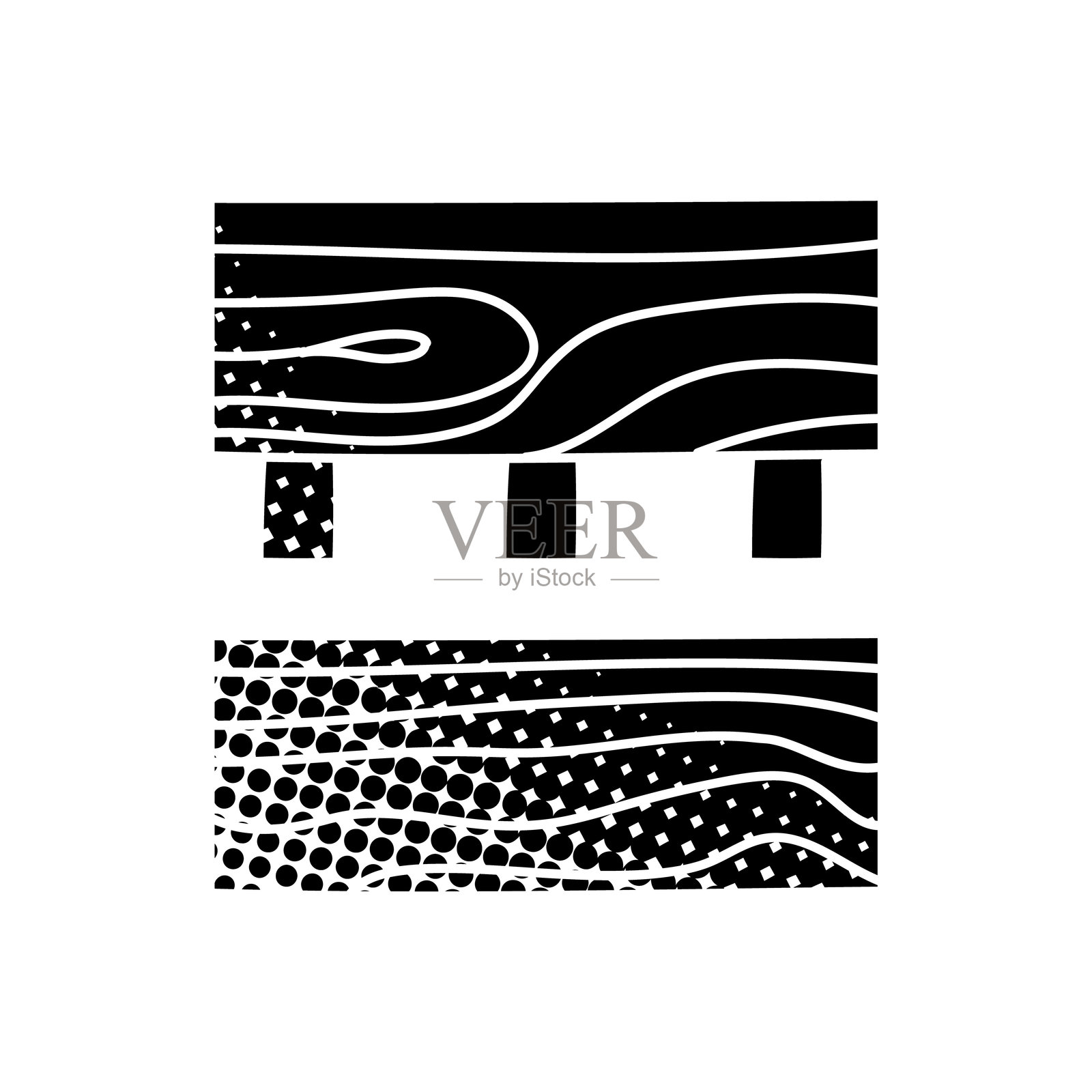 用半色调纹理风格手绘的木块用榫头连接的黑色图标插画图片素材