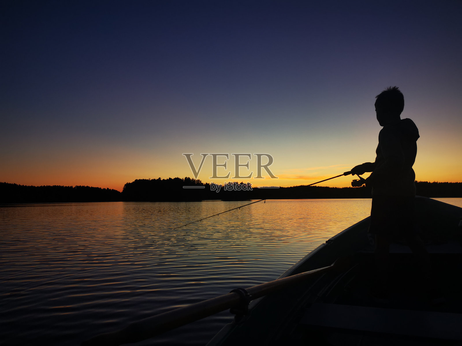 夏夜,钓鱼,芬兰夏季照片摄影图片