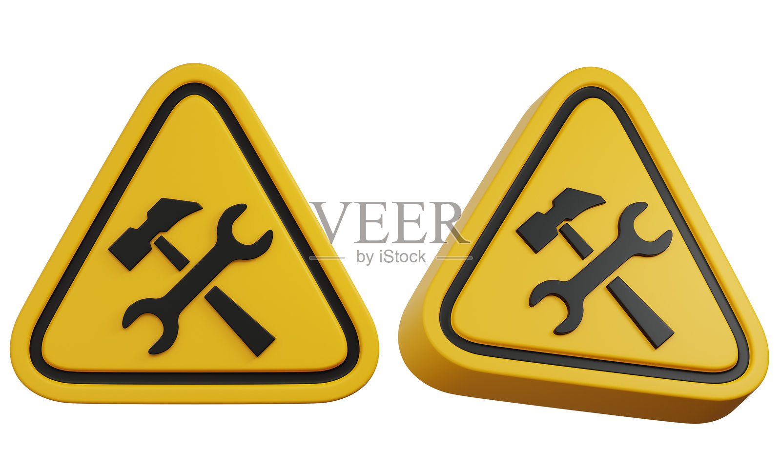 施工警告标志照片摄影图片