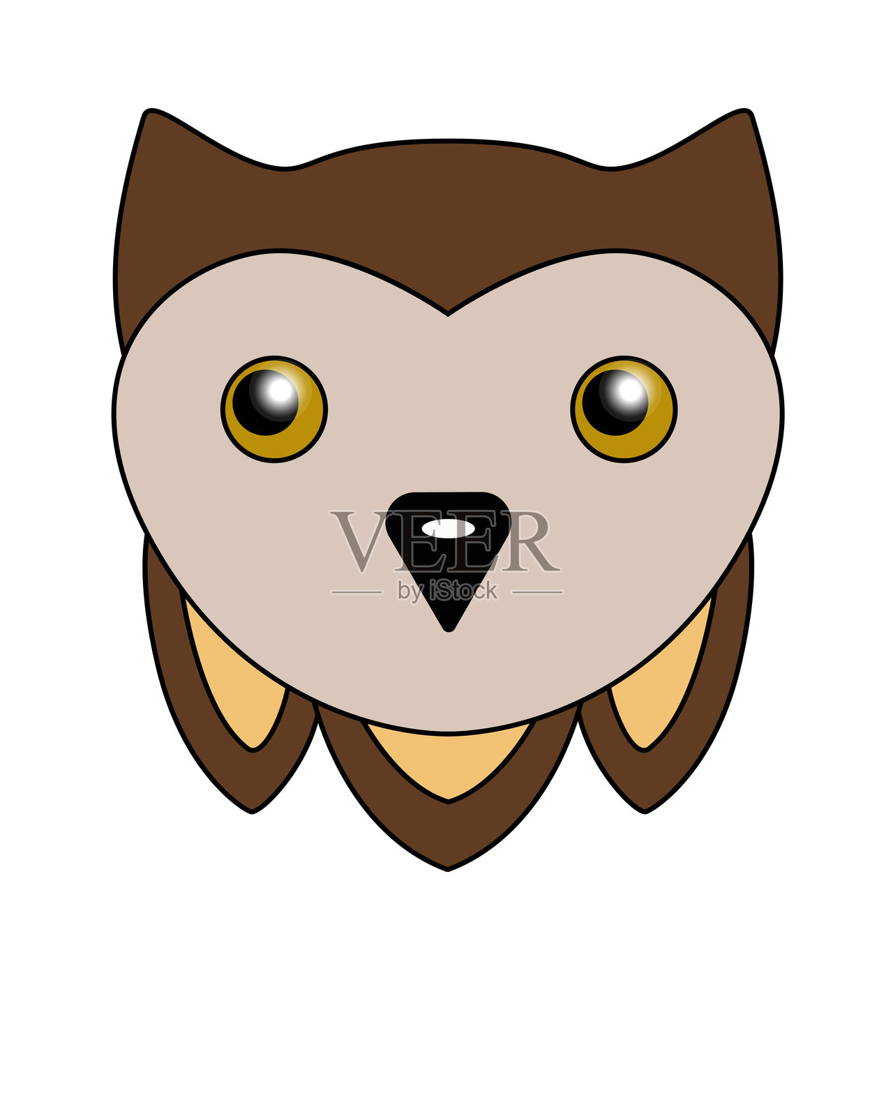 可爱的猫头鹰 - 矢量全彩插图。猫头鹰头部插画图片素材