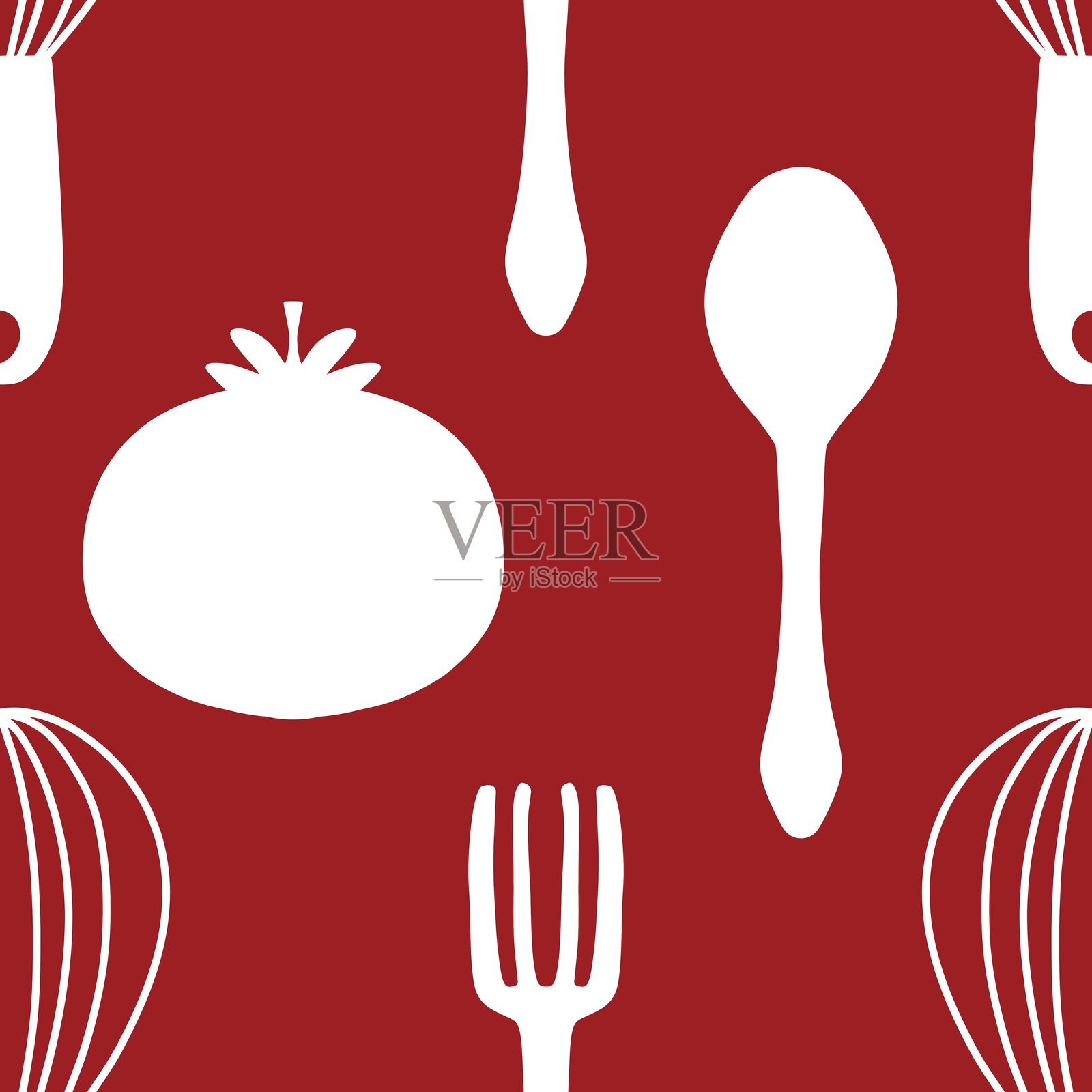 厨房无缝图案,适用于包装纸、面料和亚麻布插画图片素材