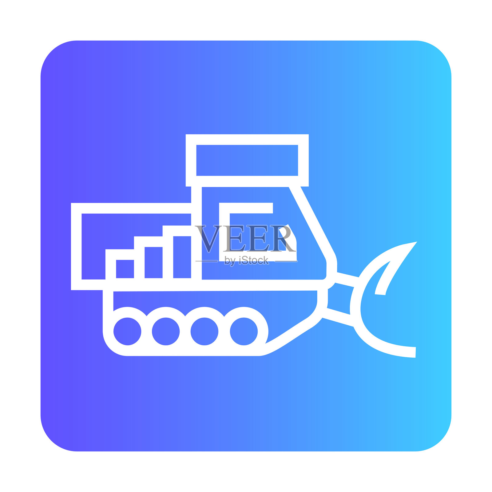 带轨道的雪犁 黑色线条图标。矢量独立按钮。插画图片素材