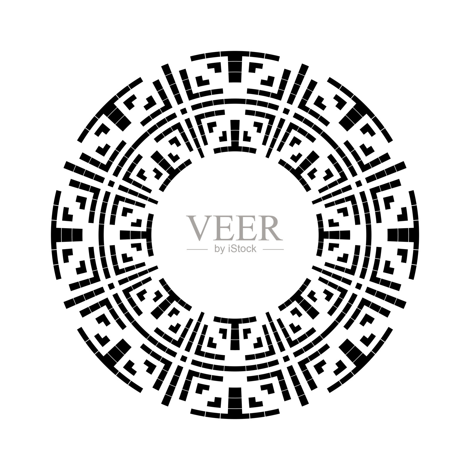 抽象的径向几何圆形图案。插画图片素材