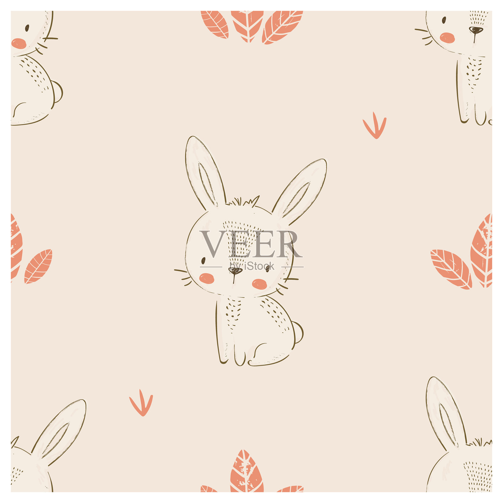 卡通兔子图案插画图片素材