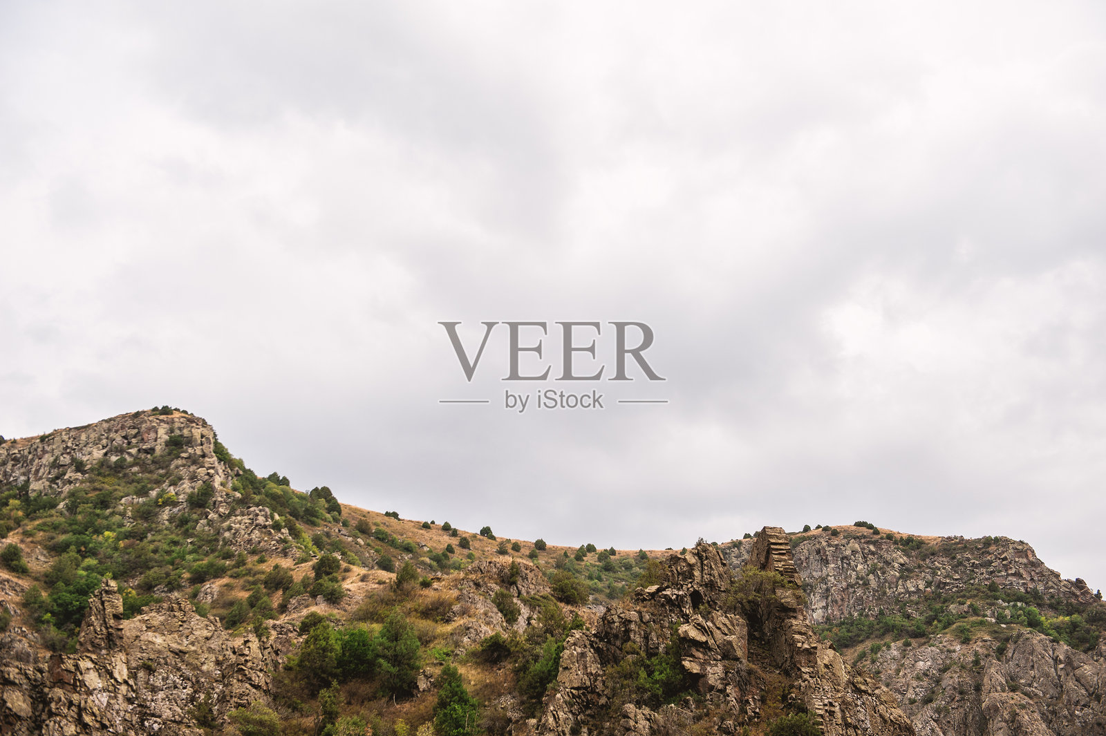 崎岖的悬崖与郁郁葱葱的植被形成了令人惊叹的自然峡谷景观照片摄影图片