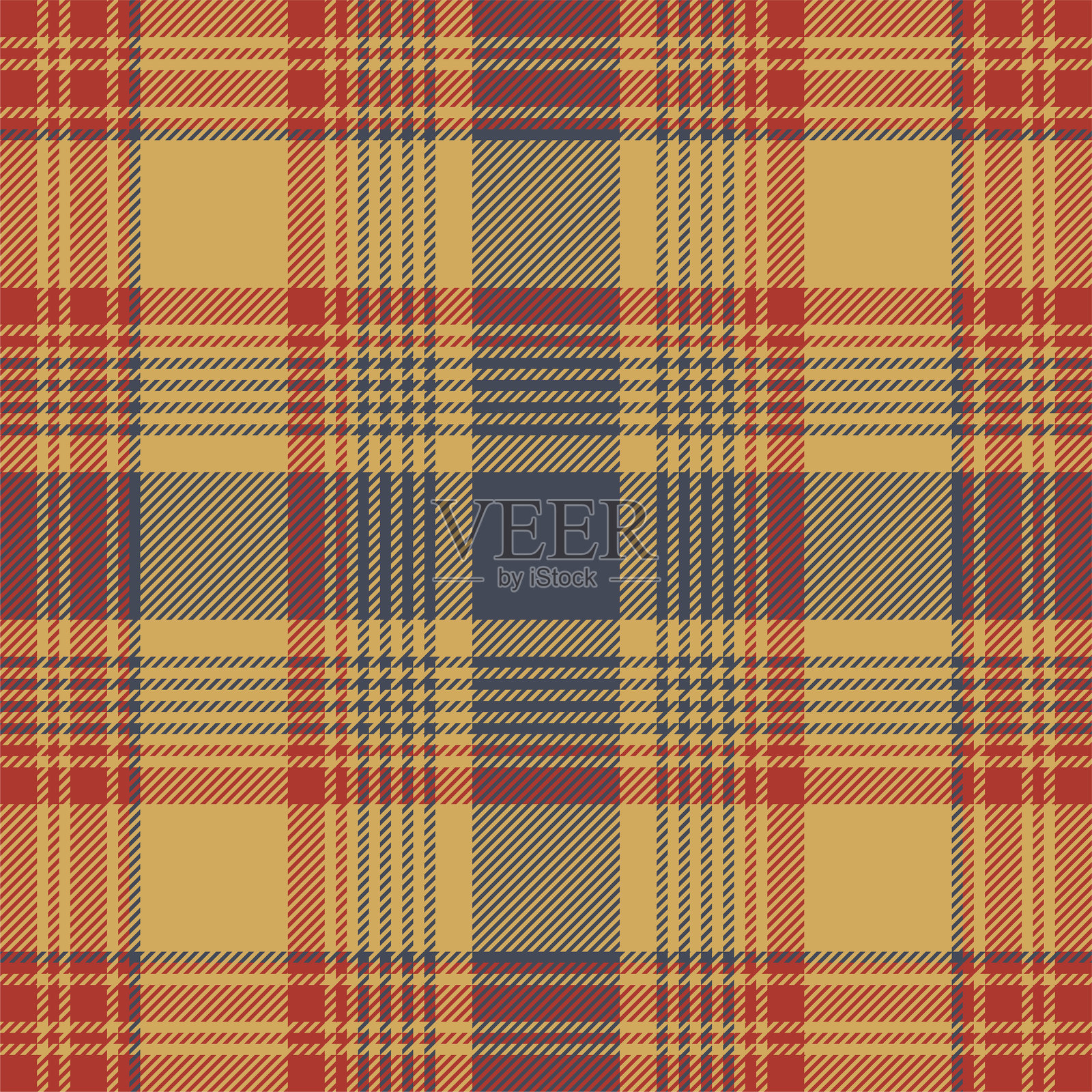 红蓝格子布料纹理无缝图案。矢量插图。插画图片素材