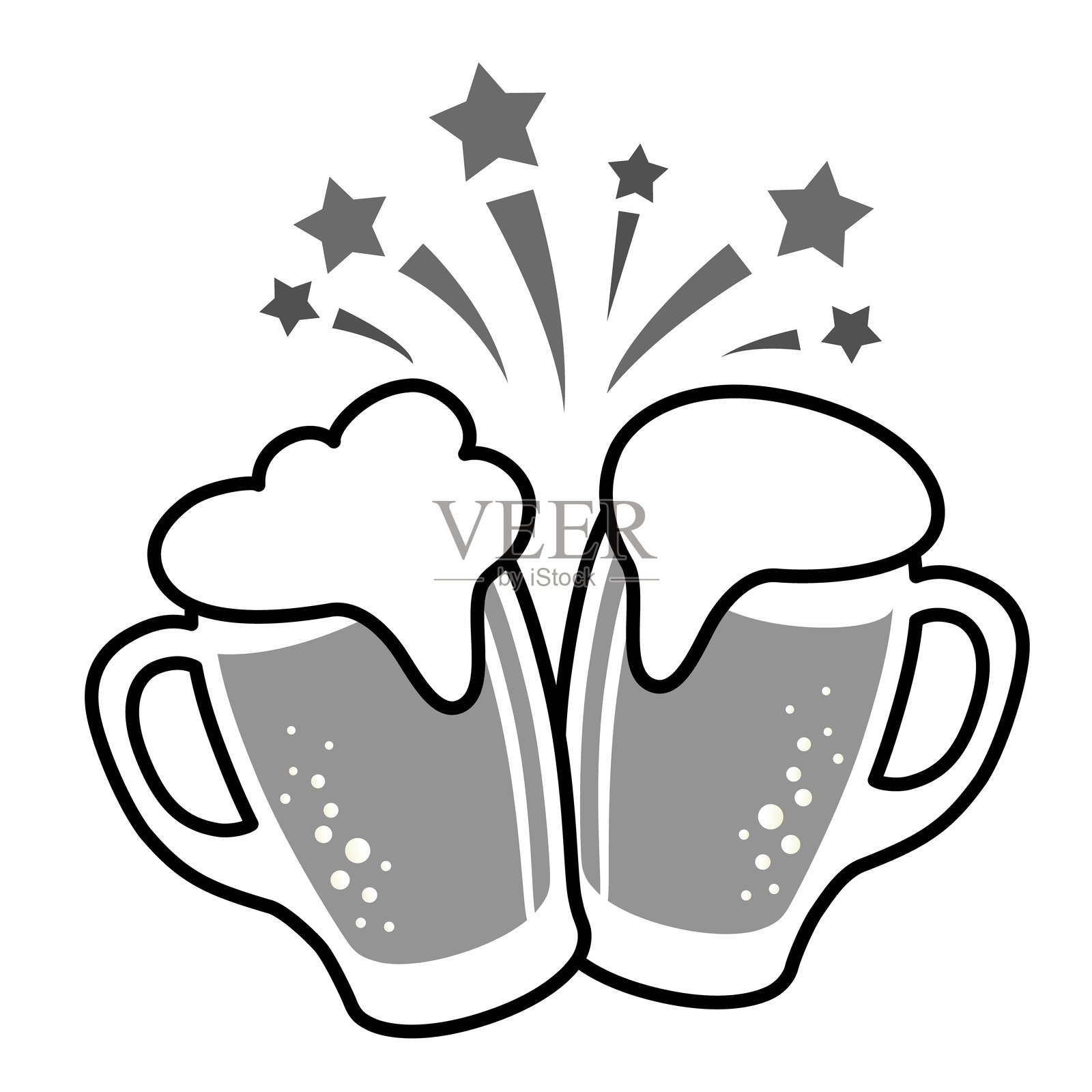 举杯畅饮,满杯啤酒!插画图片素材