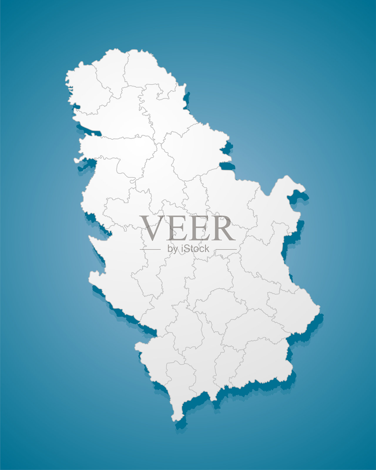 创意地图:塞尔维亚按地区划分插画图片素材