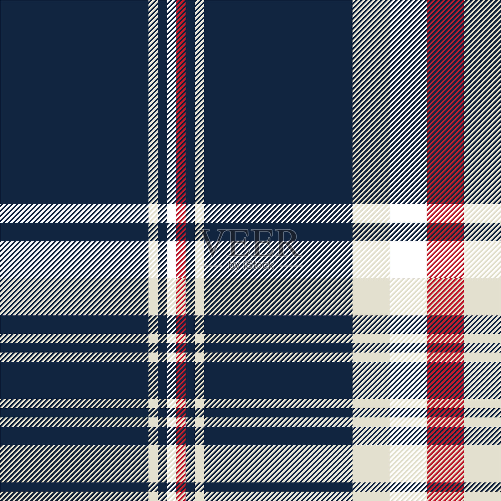 蓝色和米色织物纹理对角线图案无缝矢量插图插画图片素材