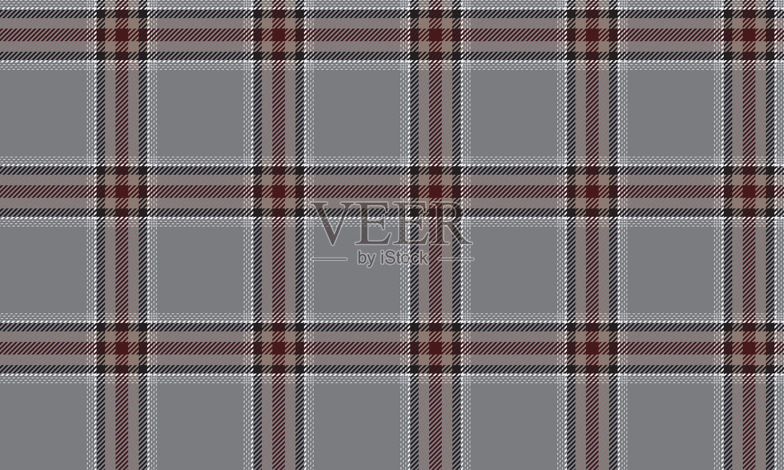 无缝格子,灰色、奶油色、深红色、黑色、白色,完美混合,展现经典与现代的外观,适合设计服装、裙子和裤子。插画图片素材