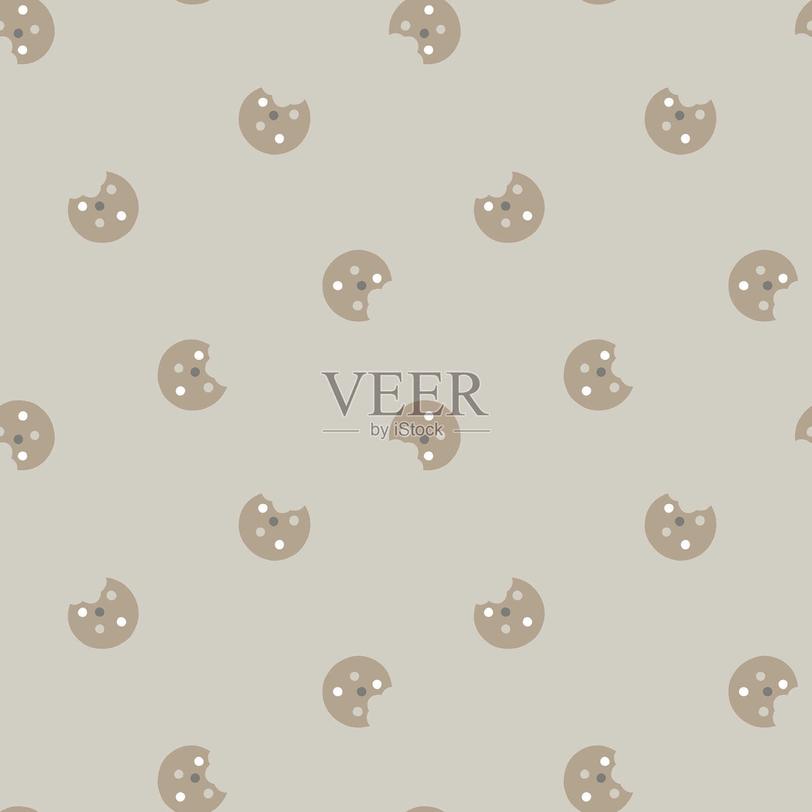 无缝极简风格的饼干重复图案,背景为棕色插画图片素材