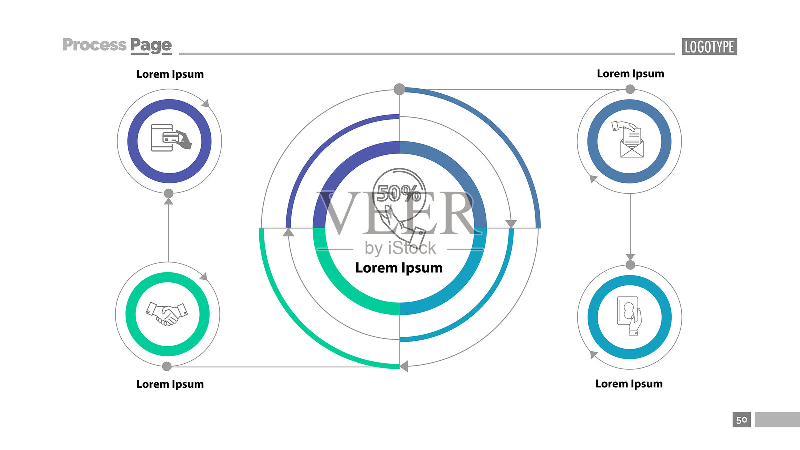 循环流程图幻灯片模板插画图片素材