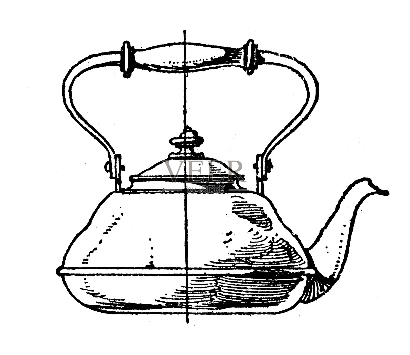 装饰物品:餐具、陶器和容器:管嘴壶、茶壶、咖啡壶、浇水壶插画图片素材