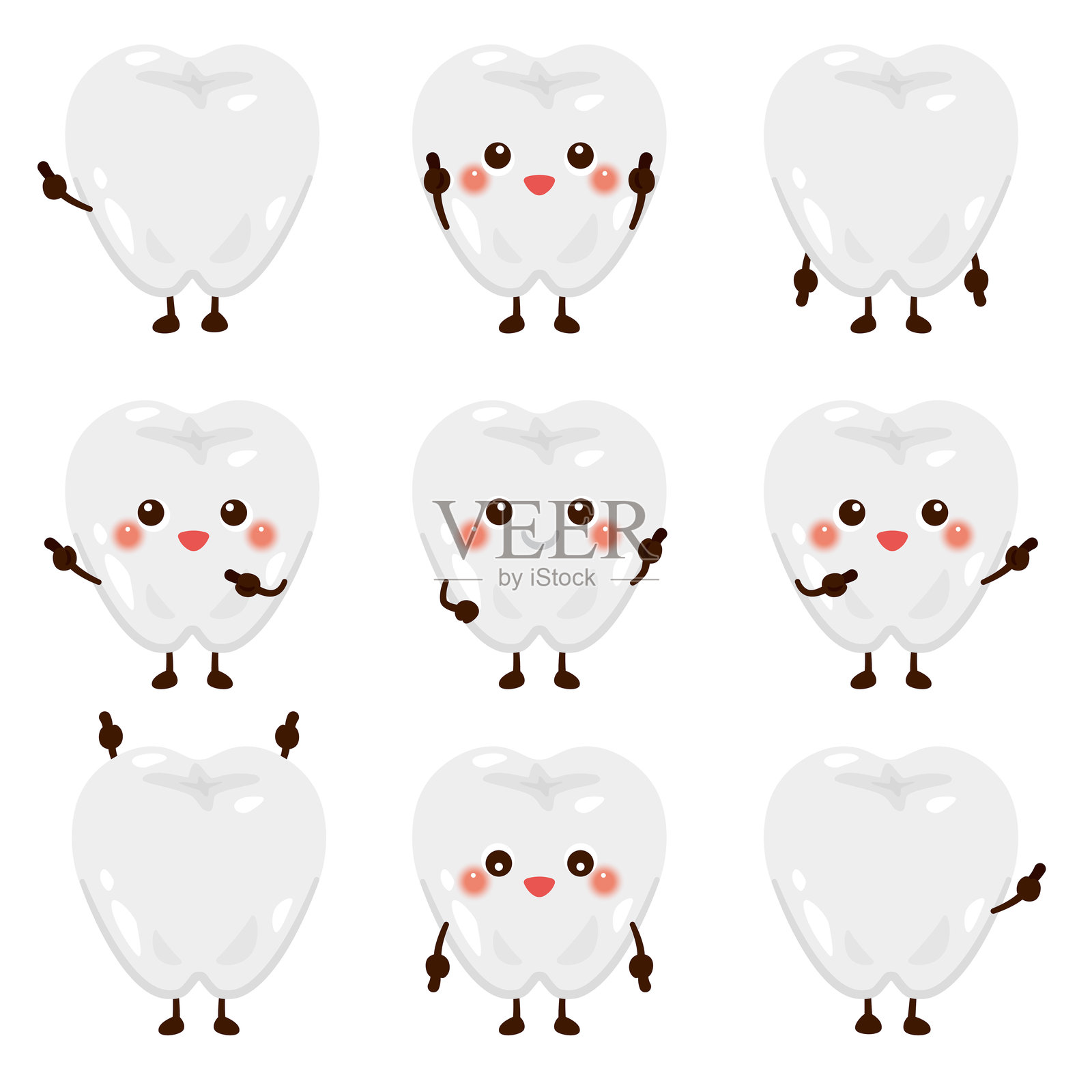 指向的牙齿角色套装插画图片素材