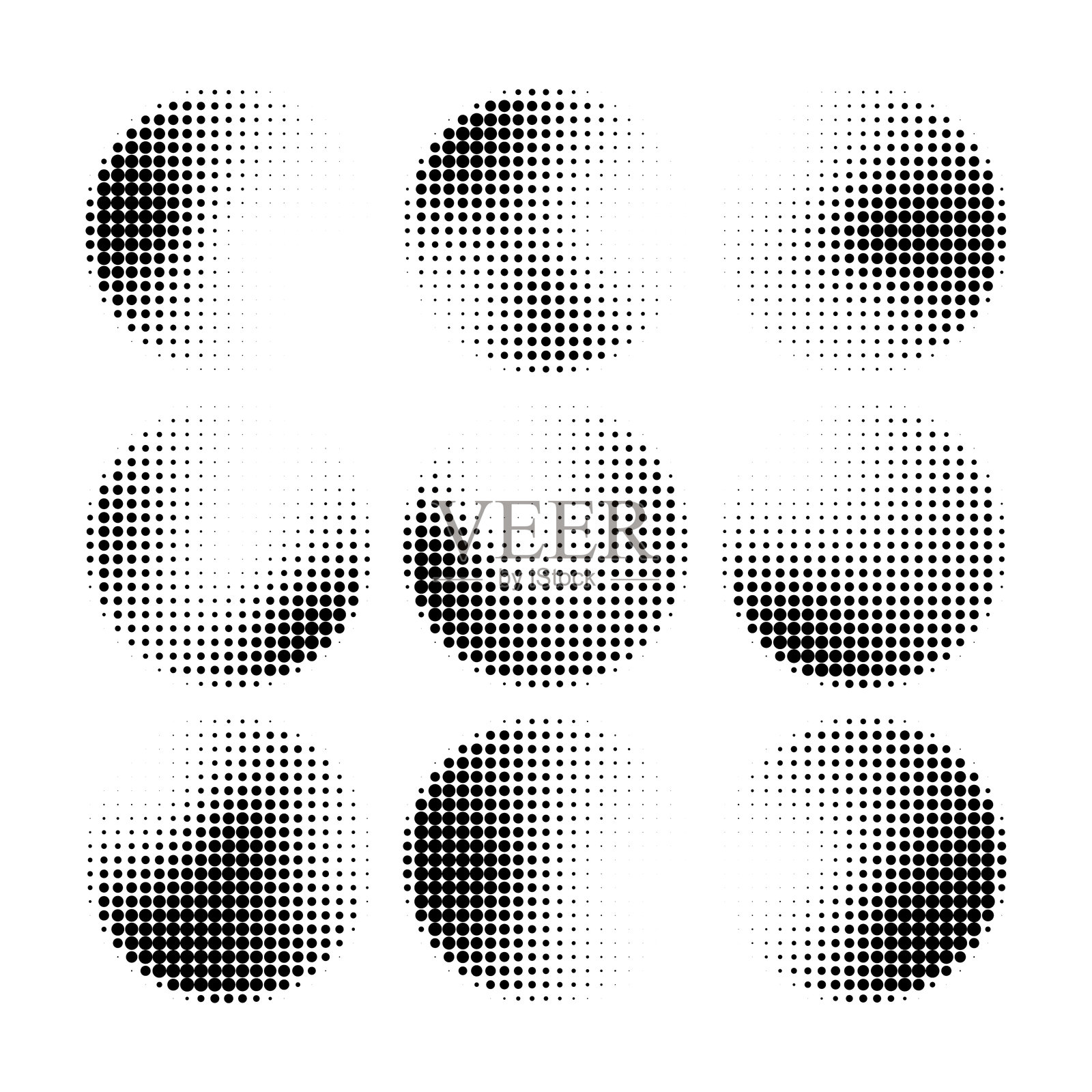 不同点阵排列的半色调图案集合插画图片素材