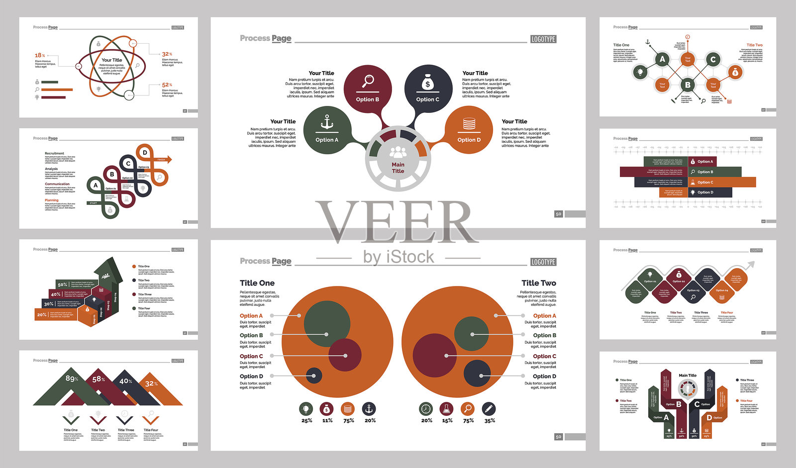 十个招聘幻灯片模板套件插画图片素材