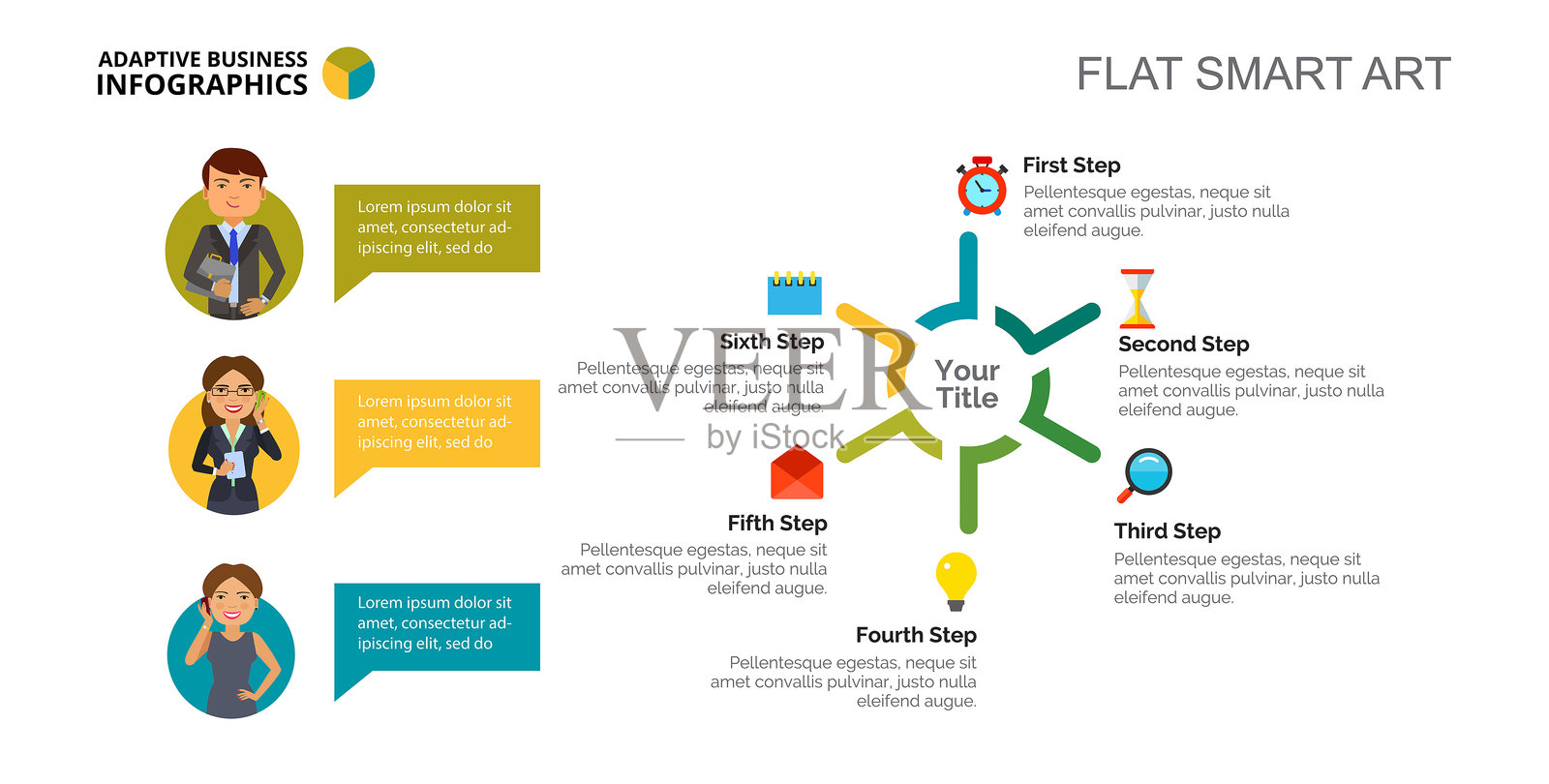 循环图表幻灯片模板插画图片素材