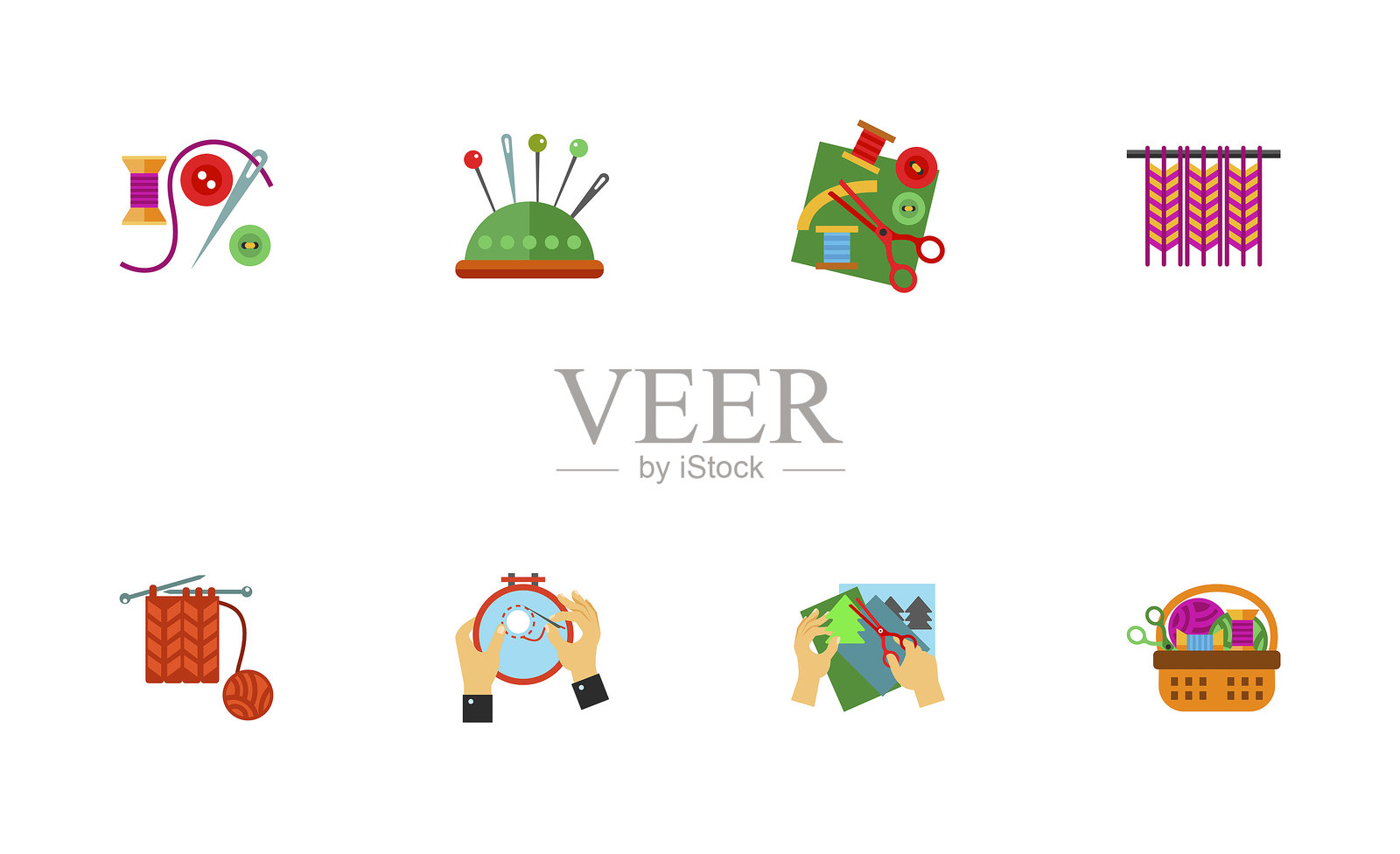 刺绣图标集插画图片素材