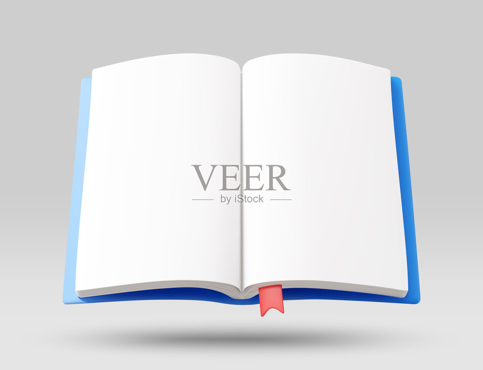打开书本图标的3D插图矢量渲染,带有书签。教育与学习概念。知识。内容跟踪。关键点识别。阅读书籍。组织。灰色背景下的孤立图像。插画图片素材