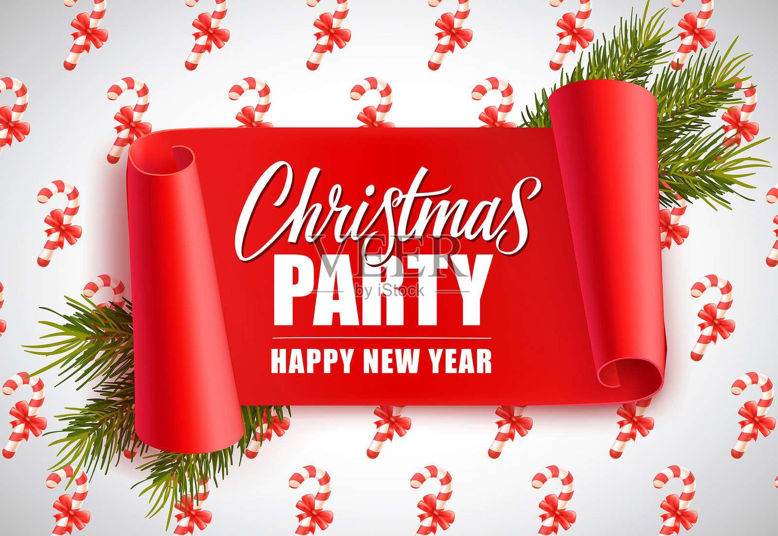 圣诞派对字母与糖果手杖插画图片素材